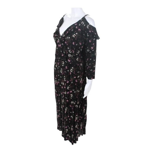 CITY CHIC Black Floral Cold Shoulder Midi Dress Size M/Size 18 Plus Size - Picture 4 of 6
